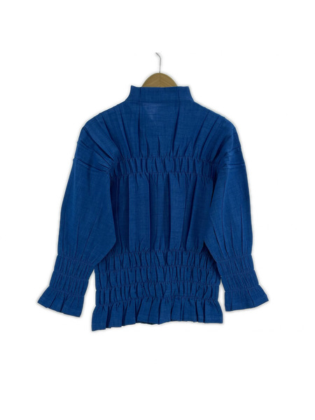 ISSEY MIYAKE 長袖シャツ ポリエステルプリーツシャツ 青