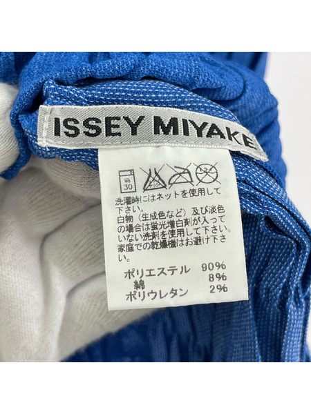 ISSEY MIYAKE 長袖シャツ ポリエステルプリーツシャツ 青