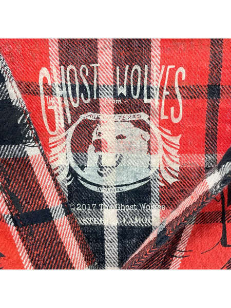 HYSTERIC GLAMOUR 長袖シャツ The Ghost Wolves チェックシャツ オレンジ (F)