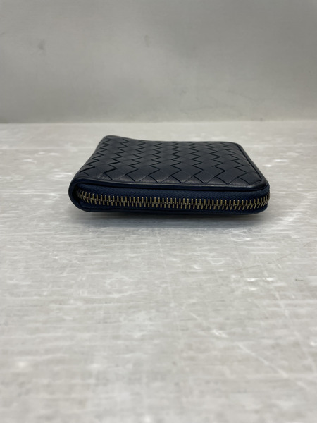 Bottega Veneta イントレチャート ラウンドファスナー スクエアウォレット 青