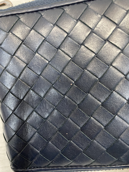 Bottega Veneta イントレチャート ラウンドファスナー スクエアウォレット 青