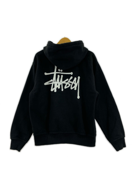 STUSSY パーカー ロゴプリントパーカー 黒 S