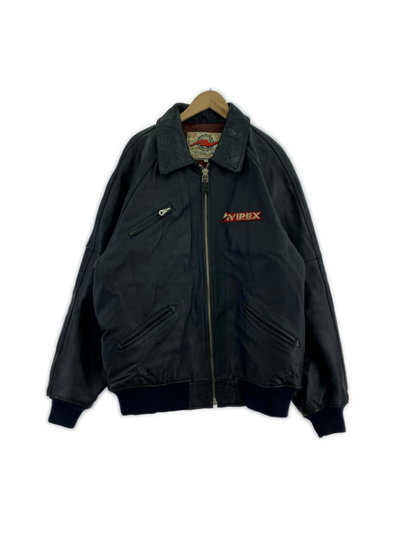 レザージャケット ラムレザージャケット ネイビ- XL