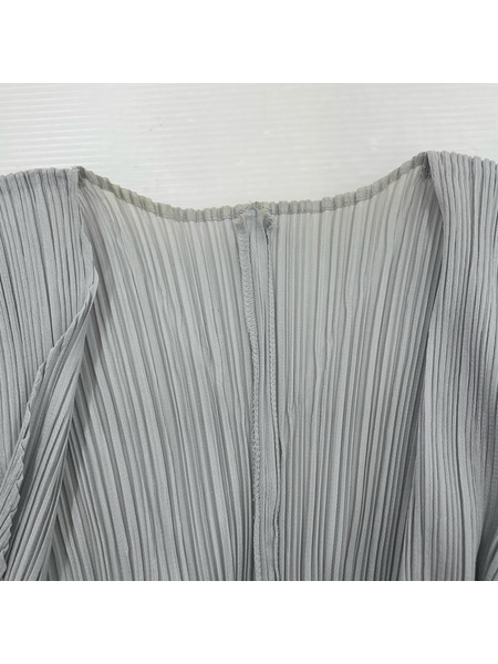 PLEATS PLEASE カーディガン 羽織 プリーツ ボタンレス グレー (3)