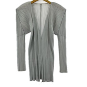 PLEATS PLEASE カーディガン 羽織 プリーツ ボタンレス グレー (3)