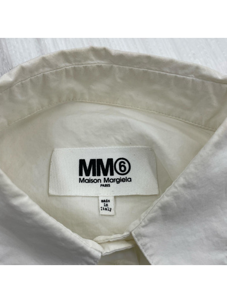 MM6 カットデザインブロードシャツ 42 白 S52DL0069