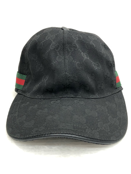 GUCCI GGキャンバス キャップ 黒 (M)