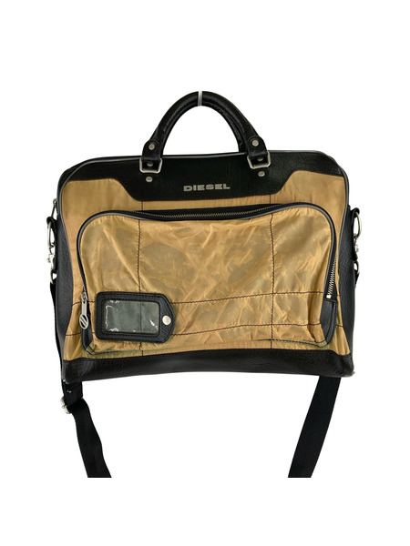 DIESEL ショルダーバッグ 異素材ブリーフケース 黒/茶[値下]