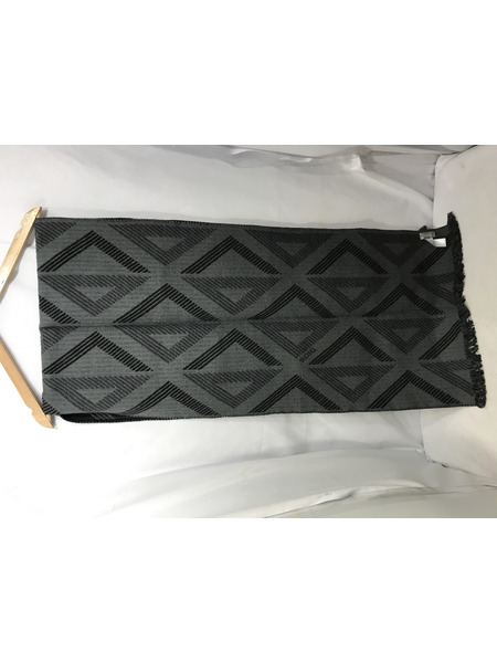 小物 ダイヤモンドパターン ウールマフラー グレー