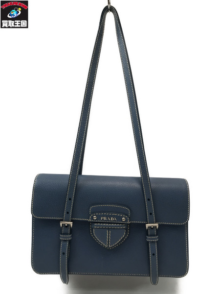 PRADA プラダ シティカーフ　パティーナ　クロスボディバッグ ショルダーバック ライトブルー