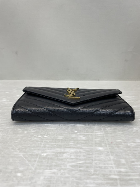 YVES SAINT LAURENT YSLロゴ キルティング ラージフラップウォレット ブラック