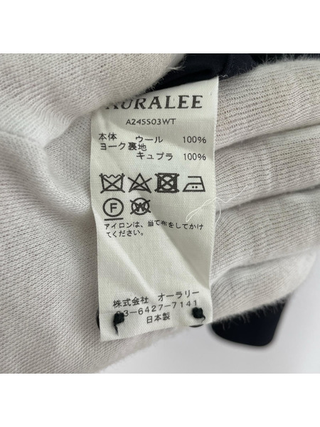 AURALEE 長袖シャツ UPER FINE TROPICAL WOOL SHIRT NVY 3