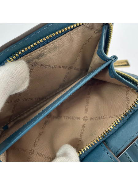MICHAEL KORS コンパクトウォレット シグネチャー二ツ折財布 ブルー