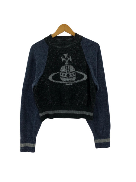Vivienne Westwood red label ビッグオーブ ラグランウールニット 00 黒×紺