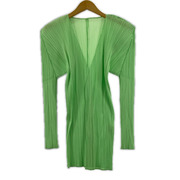 PLEATS PLEASE カーディガン 羽織 プリーツ ボタンレス 緑 (3)