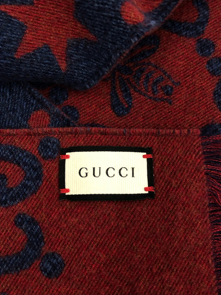 GUCCI GGビー柄 ウールシルク マフラー 