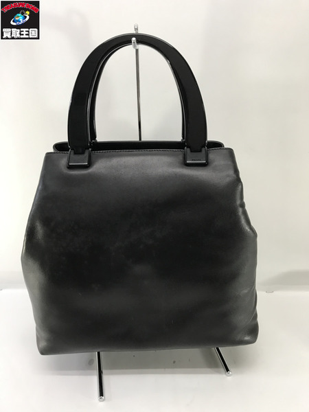 PRADA ハンドバッグ プラスチックハンドル レザー 黒