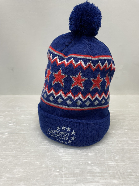 AFB POM POMビーニー ボンボンニット ブルー