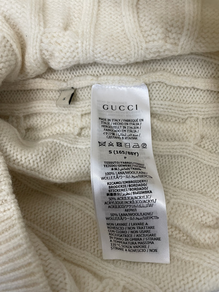 GUCCI×THE NORTH FACE 21AW ロゴフラワーエンブロイダリータートルネックニット S アイボリー[値下]