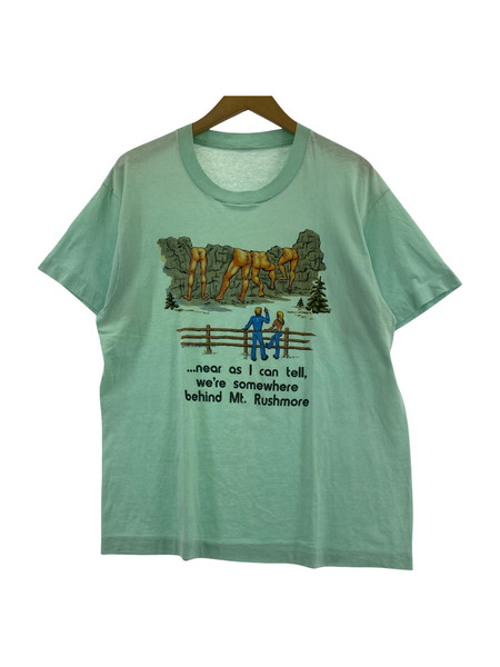 OLD・VINTAGE 半袖Tシャツ・カットソー 80s頃 シュールプリント Tシャツ ミントグリーン