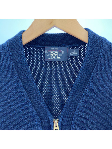 RRL カーディガン ジップカーディガン/XS/コットン/インディゴ