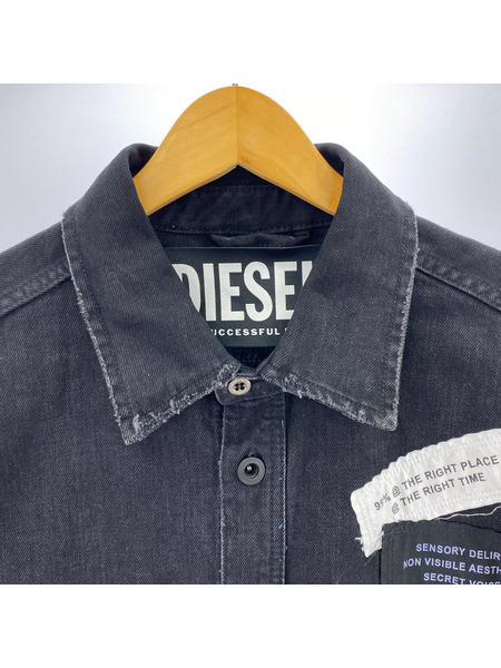 DIESEL デニムジャケット ダメージ加工 パッチ ワークジャケット 黒