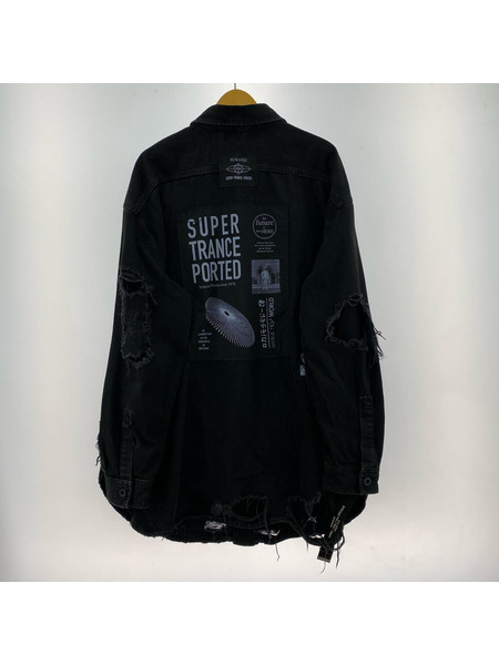 DIESEL デニムジャケット ダメージ加工 パッチ ワークジャケット 黒