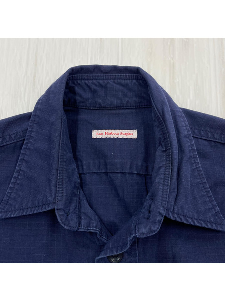East Harbour Surplus S/Sリップストップシャツ 46 ネイビー