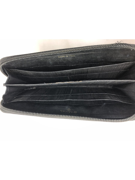 長財布 キャビアスキン ココマーク/ラウンドジップ長財布 ブラック