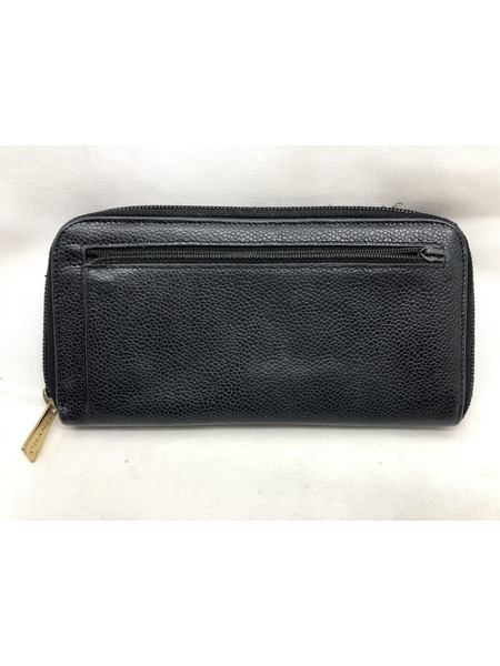 長財布 キャビアスキン ココマーク/ラウンドジップ長財布 ブラック