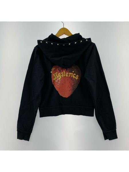 HYSTERIC GLAMOUR パーカー(ジップアップ) スタッズ スカルベリーフーディー 黒