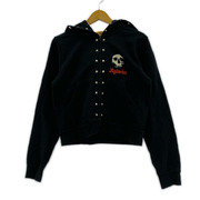 HYSTERIC GLAMOUR パーカー(ジップアップ) スタッズ スカルベリーフーディー 黒