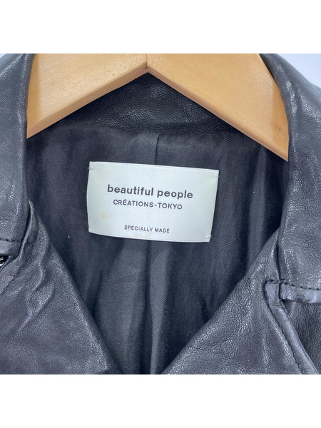 beautiful people ライダース shrink leather riders jacket/130/BLK