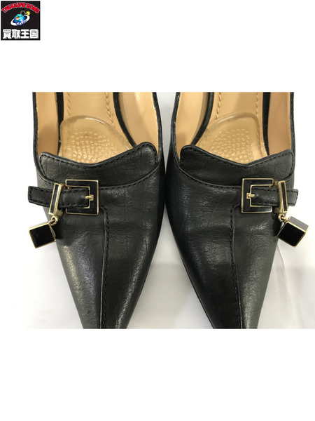  LV ロゴキューブチャームヒールパンプス 黒(37)