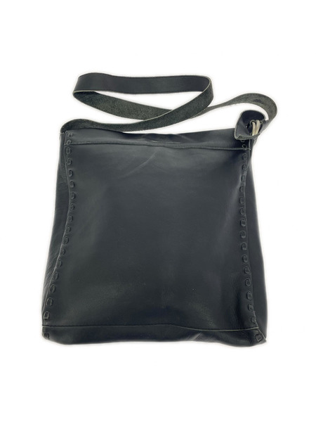 ショルダーバッグ ハンドステッチレザーショルダーバッグ BLK