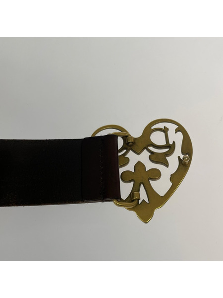 DOLCE＆GABBANA ソノ他 ハート レザーベルト ゴールド×ブラウン