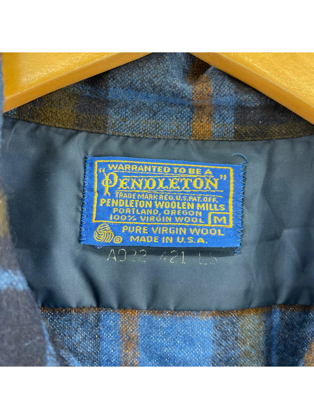 PENDLETON 長袖シャツ 70s Open Coller Check Shirts M BLU/BRW