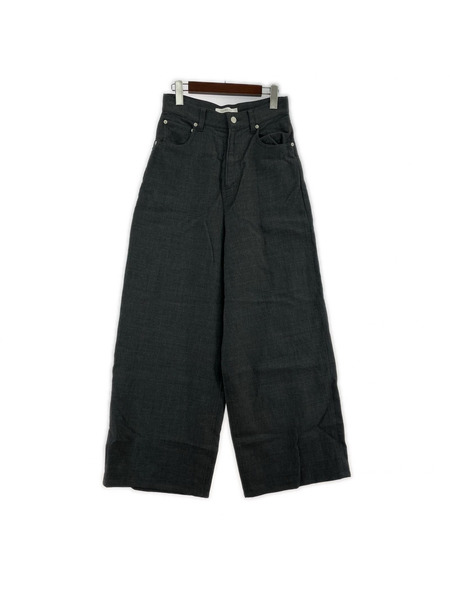 MUSE de Deuxieme classe Col Pierrot ウールワイドパンツ グレー (36)