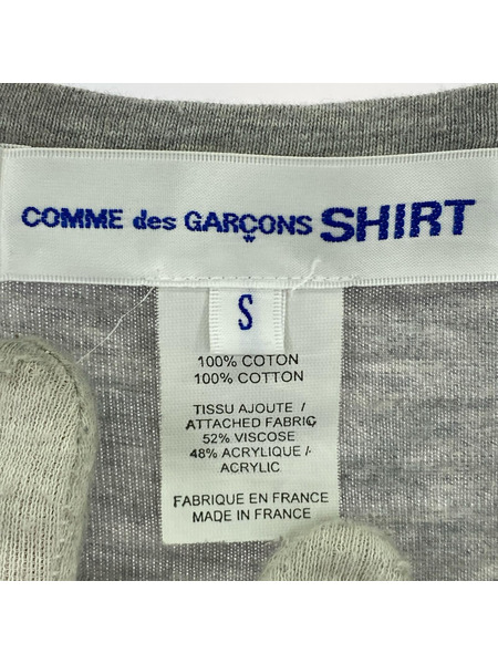 COMME des GARCONS 長袖Tシャツ・カットソー 袖ドッキング ストライプシャツ グレー S