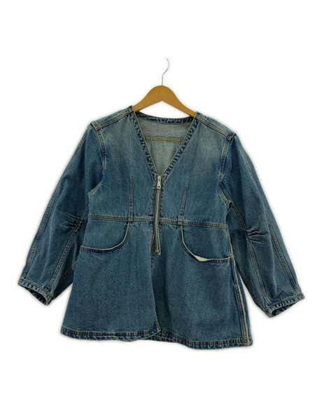 Adam et Rope' デニムジャケット デニムチュニックシェイプシャツ/ブルー