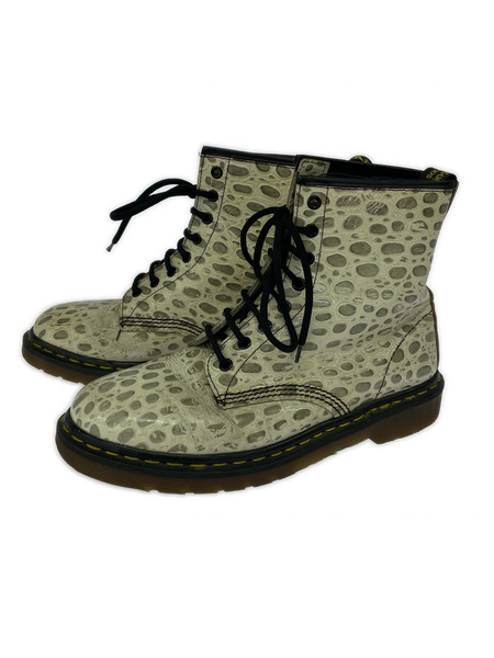 Dr.Martens ブーツ 90s イングランド製 1460 8ホールブーツ クロコ型押しレザー (UK9) ホワイト