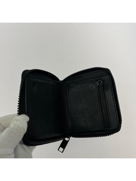 MAISON MARGIELA グレインレザー ラウンドジップ スクエアウォレット 黒
