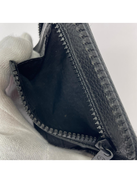 MAISON MARGIELA グレインレザー ラウンドジップ スクエアウォレット 黒