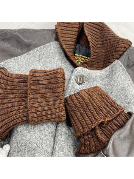 SKOOKUM ジャケット スタジャン グレー/ブラウン