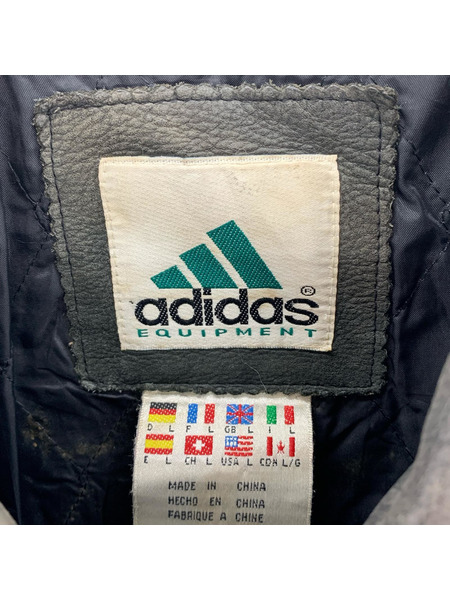 adidas レザージャケット レザージャケット(L) ブラック