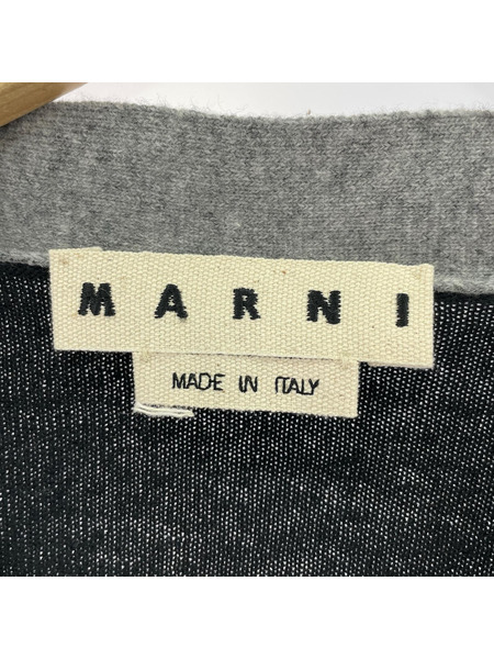 MARNI 刺繍 クレイジーパターン ブロッキングカーディガン 46 グレー×ブラック