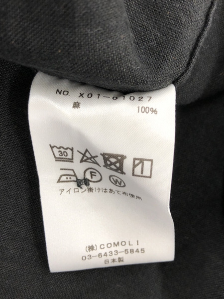 COMOLI SS リネンドットシャツジャケット 2 ブラック｜商品番号