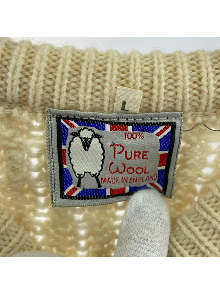 OLD・VINTAGE England製 ケーブルニット L