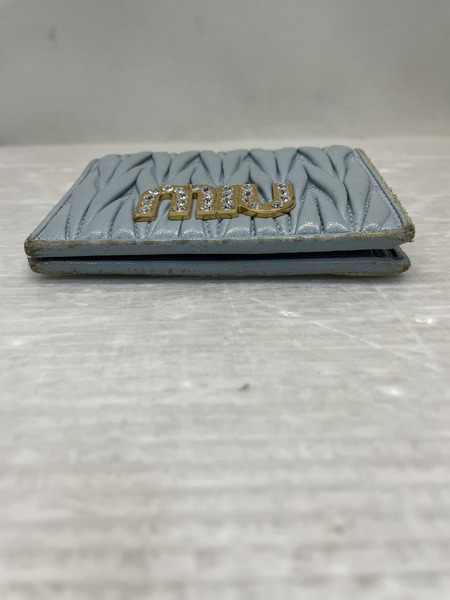 Miu Miu マテラッセレザー 折り財布 ブルー