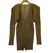 PLEATS PLEASE カーディガン 羽織 ボタンレス プリーツ 茶 (3)